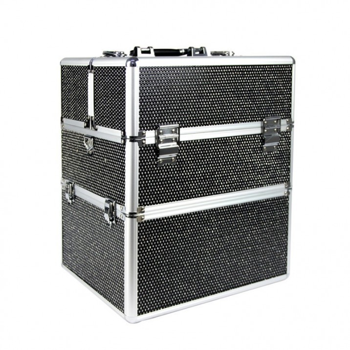 Two-piece case with rhinestones - black silver eyed (without strap, without grille)