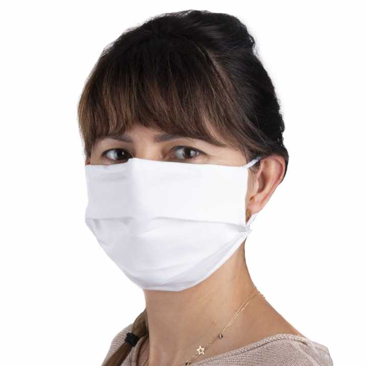 Cotton protective mask with fizelin lining reusable white 1pcs