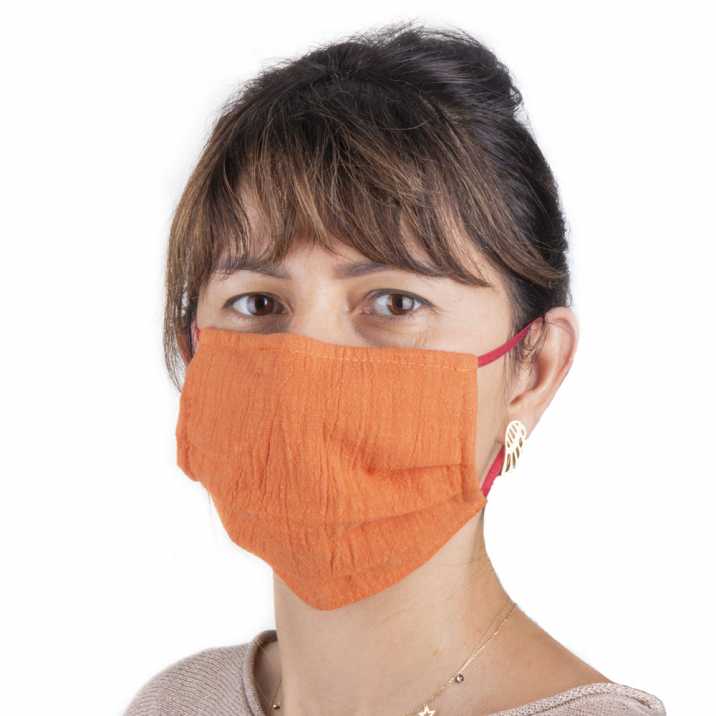 Cotton protective mask with fizelin lining reusable orange 1pcs