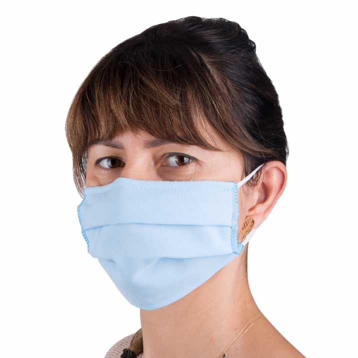 Cotton protective mask with fizelin lining reusable blue 1pcs