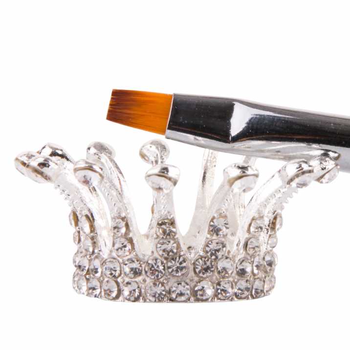 Silver crown brush stand with rhinestones