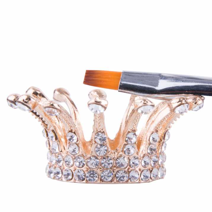 Gold crown brush stand with rhinestones