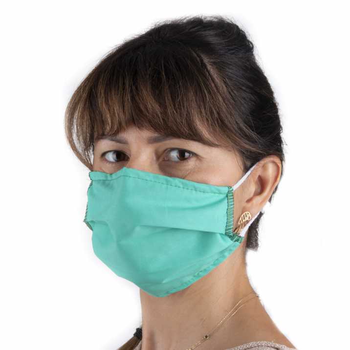 Cotton protective mask with fizelin lining reusable Green 1pcs