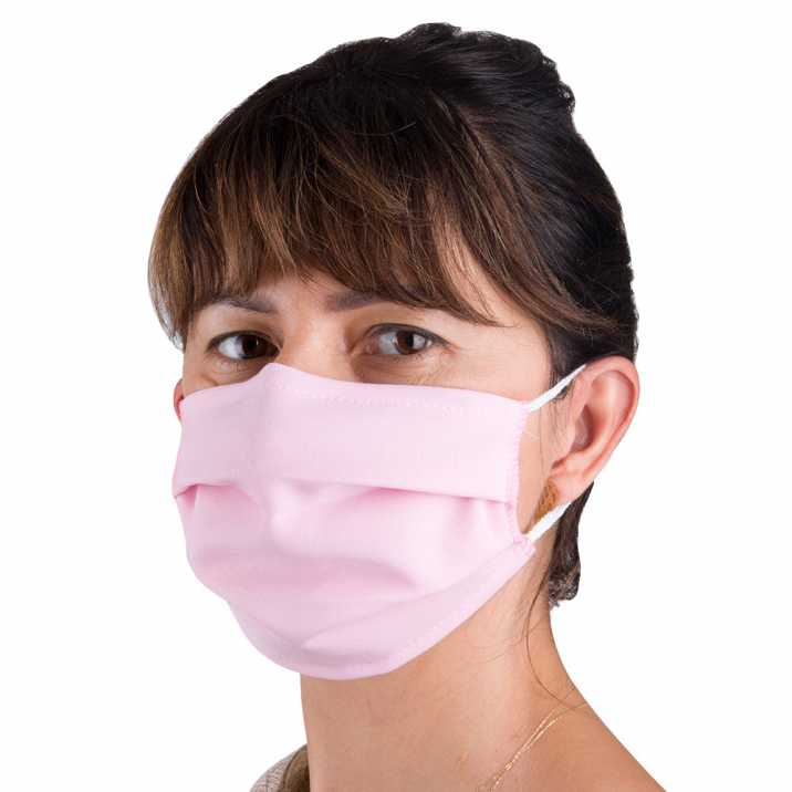 Cotton protective mask with fizelin lining reusable pink 1pc