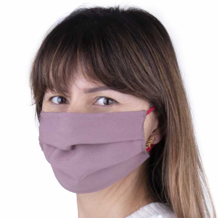 Protective cotton mask with fizelin lining reusable Latte 1pc