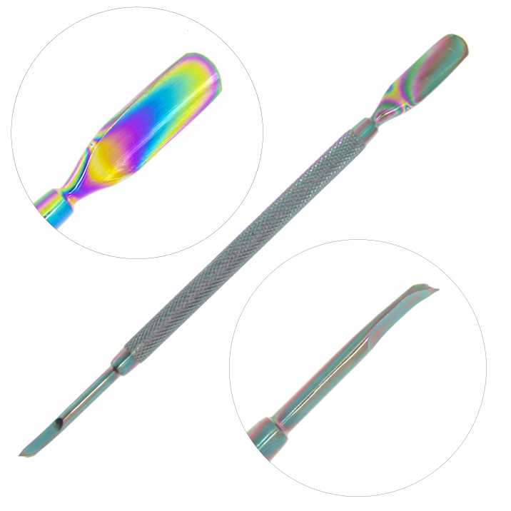 Double-sided fennel chisel for skin peeling and Rainbow Nail Cleaning Skewer No  5