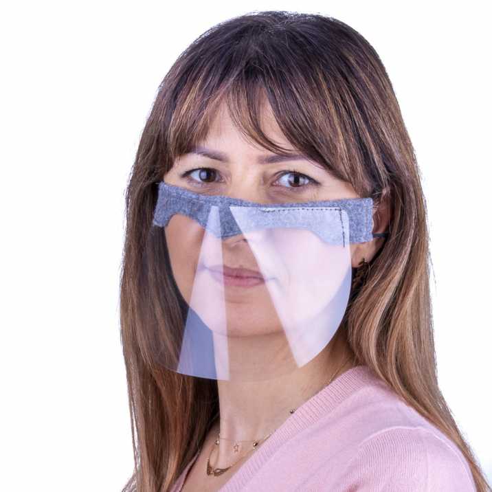 Przyłbica mini maska ochronna na usta i nos wielokrotnego użytku uniwersalna szara szyta