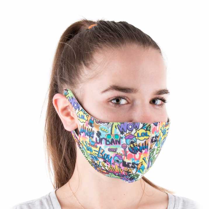 Maska maseczka ochronna wielokrotnego użytku neoprenowa piankowa graffiti rozm S/M 1 szt