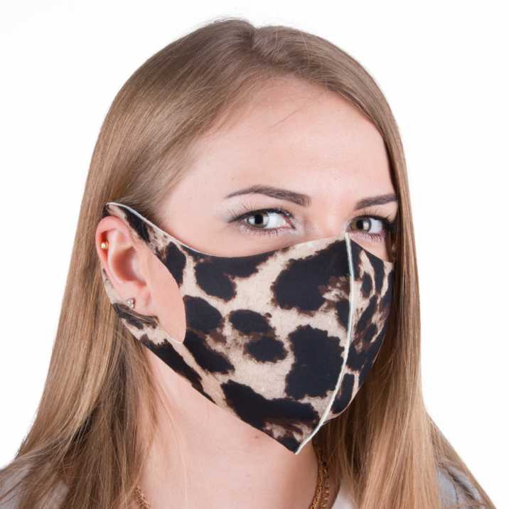 Maska maseczka ochronna wielokrotnego użytku neoprenowa piankowa Panterka brązowa rozm L/XL 1 szt