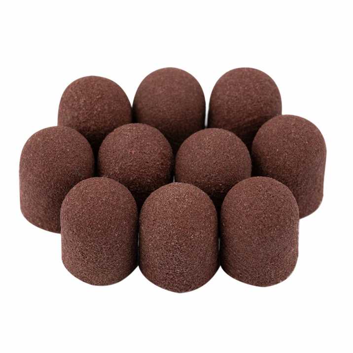 Kapturki ścierne do pedicure z bawełnianym środkiem 13mm gradacja 240 brązowe AlleMed 10 szt