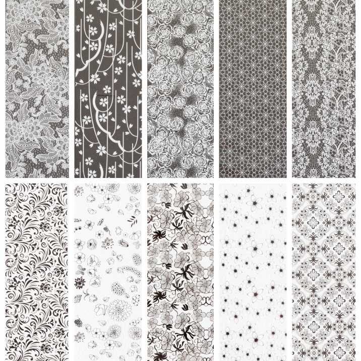 Transfer films with floral motifs white and black 10 pieces of 100 cm 11-06