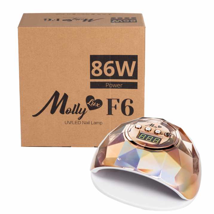Lampa do paznokci LED 86W do lakierów hybrydowych MollyLux F6 Diament Holograficzna Złota Holo Gold