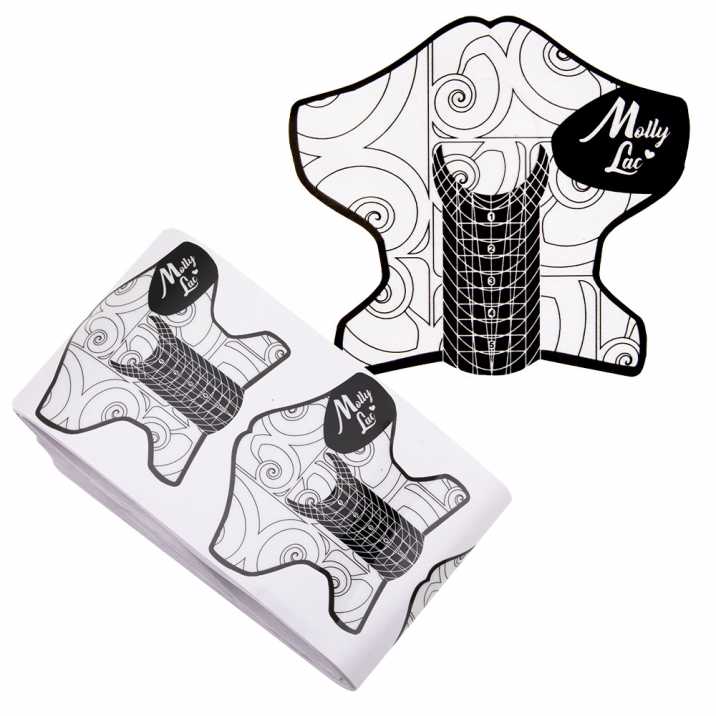 Szablony formy do przedłużania paznokci salonowe plastikowe do żelu akrylożelu MollyLac Emblem 100 szt
