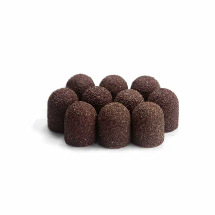 Kapturki ścierne do pedicure z bawełnianym środkiem 16mm gradacja 120 brązowe AlleMed 10 szt