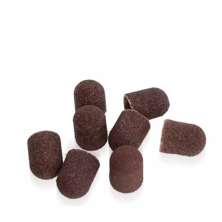 Kapturki ścierne do pedicure z bawełnianym środkiem 13mm gradacja 150 brązowe AlleMed 10 szt