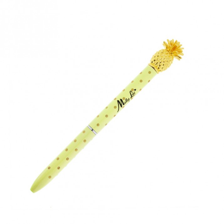 MollyLac or jaune stylo à bille élégant avec ananas décoratif