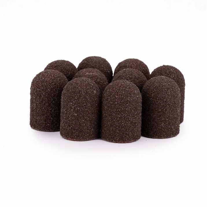 Kapturki ścierne do pedicure z bawełnianym środkiem 16mm gradacja 100 brązowe AlleMed 10 szt
