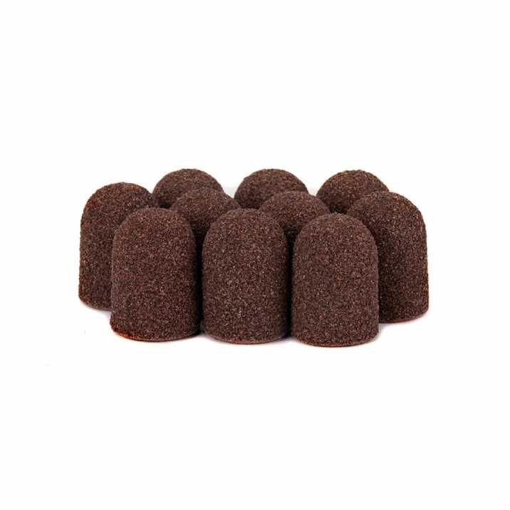 Kapturki ścierne do pedicure z bawełnianym środkiem 16mm gradacja 80 brązowe AlleMed 10 szt