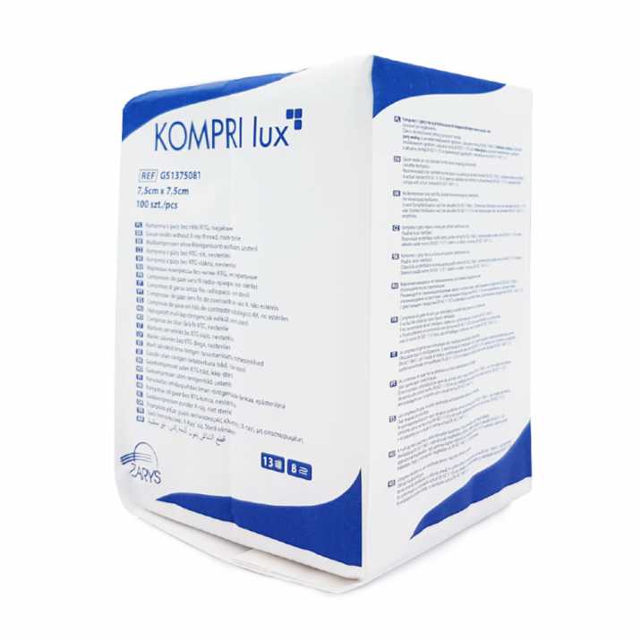 Compresses de gaze radiologique sans fil Kompri Lux 7,5x7,5 cm 100 pcs