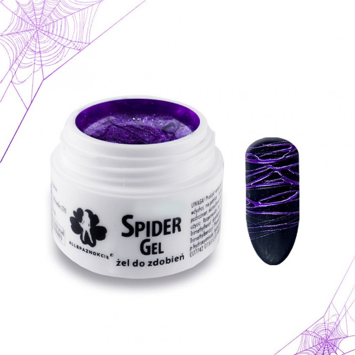 Spider Gel precyzyjny żel do zdobień purple metalic metaliczny purpurowy 3 ml