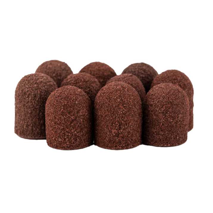 Kapturki ścierne do pedicure z bawełnianym środkiem 10mm gradacja 160 brązowe AlleMed 10 szt
