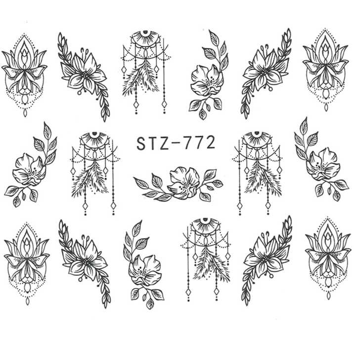 Naklejki Wodne Do Paznokci ornamenty kwiaty STZ-772