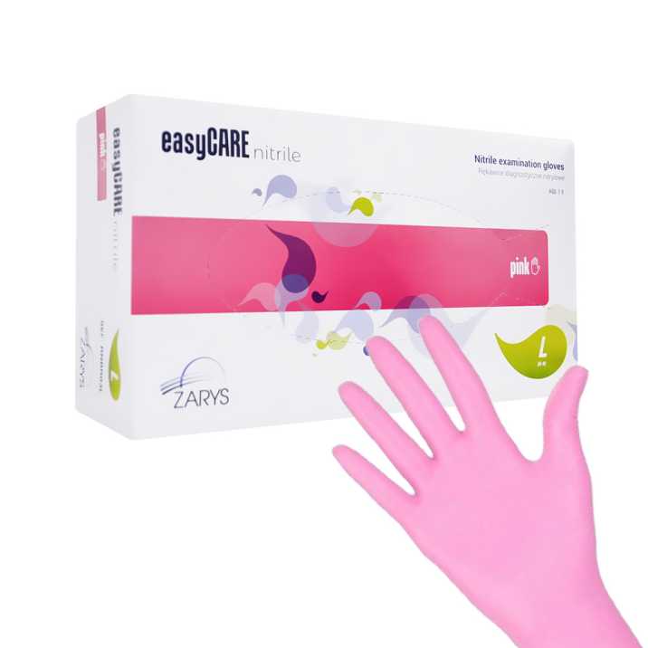 Gants de diagnostic et de protection jetables en nitrile Easycare nitrile Pink taille L rose 100 pcs
