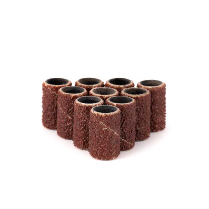 Kapturki do manicure i pedicure mandrele nakładki ścierne cylinder 6mm gradacja 80 AlleMed brązowe 10 szt.