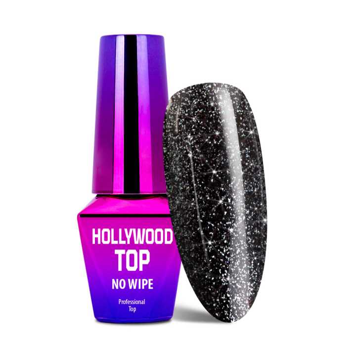 Top no wipe Hollywood MollyLac Silver for hybrid lacquers with 10 g particles