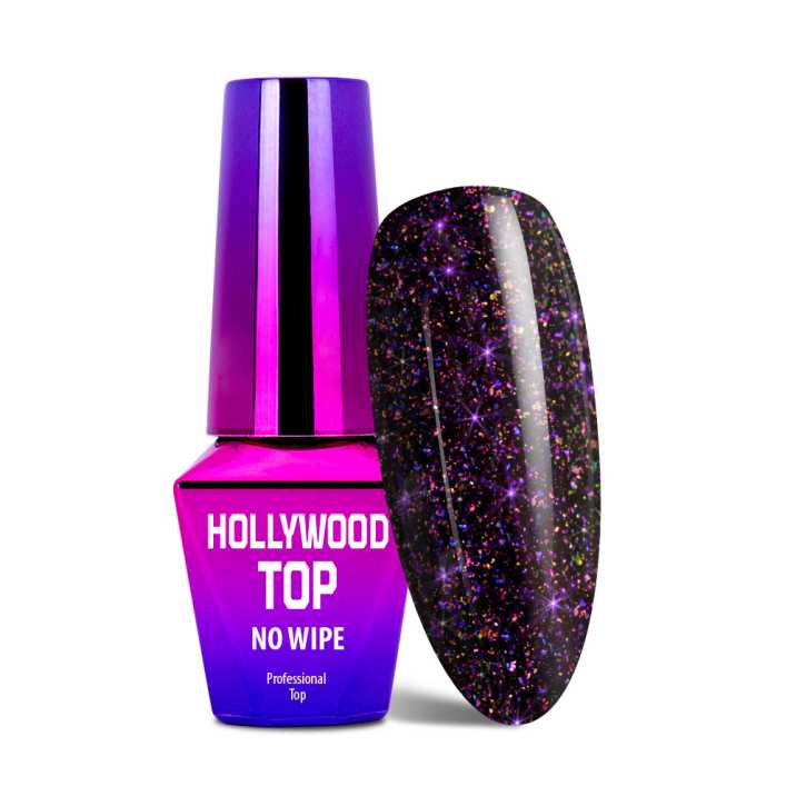 Top no wipe Hollywood z drobinkami MollyLac Violet Show 10 g