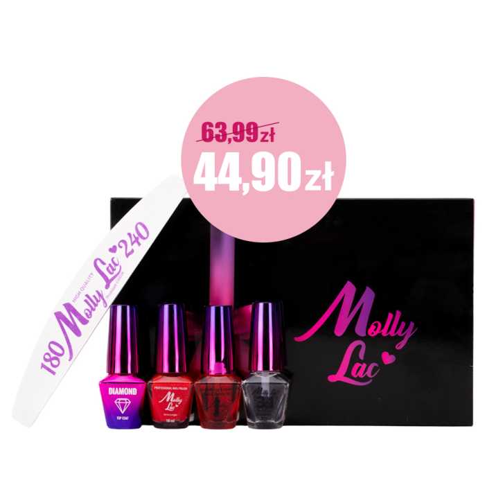 Set de manucure classique Molly Lac : base + top + vernis rouge + olive + lime