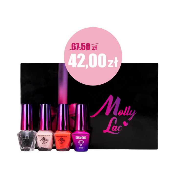 Zestaw do manicure klasycznego: baza + top + lakier czerwień + lakier jasny