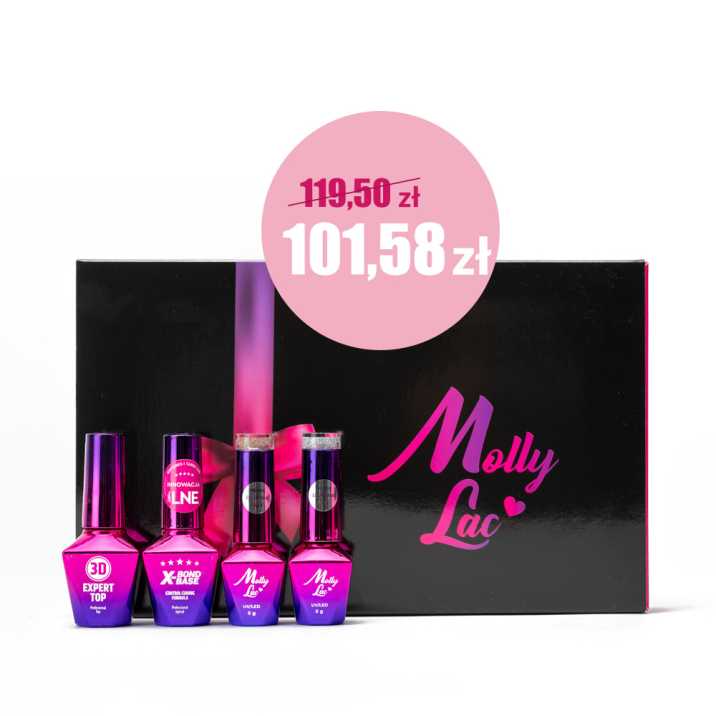 Zestaw Box do manicure hybrydowego 2x lakier hybrydowy Flashing Lights + baza + top no wipe