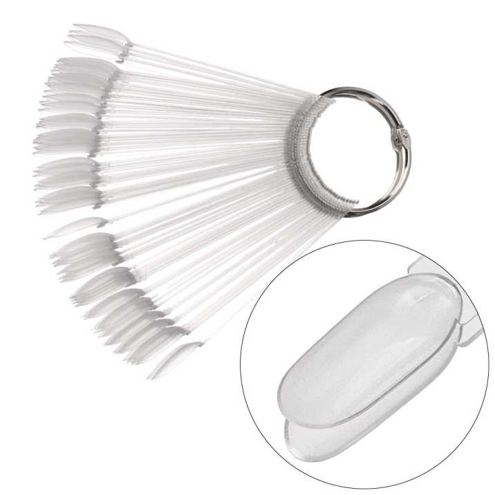 Wzornik próbnik migdał na kole do żeli lakierów hybryd i pyłków transparentny 50 szt mat