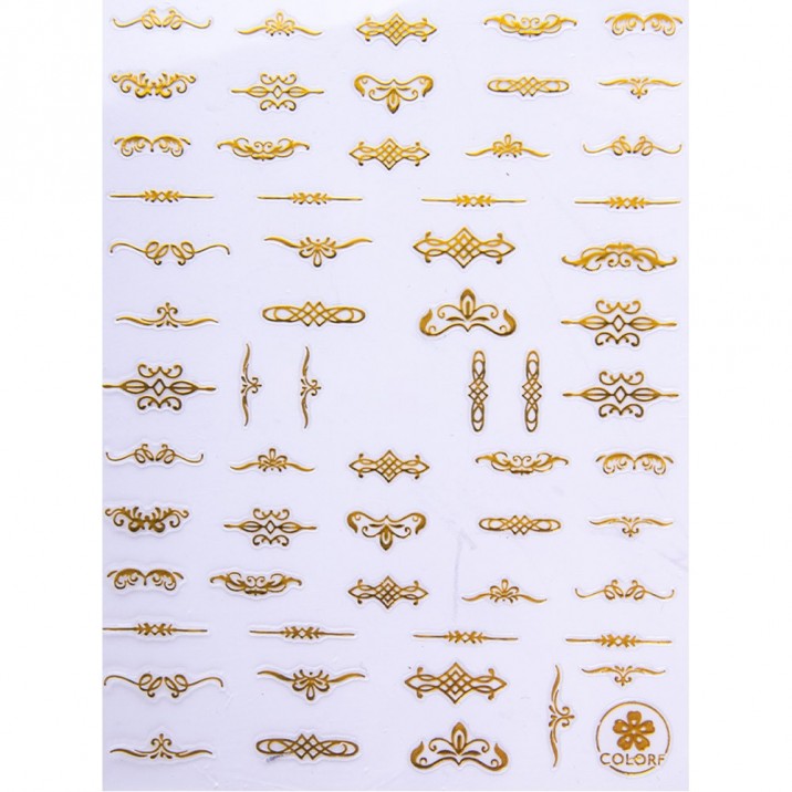Naklejki do paznokci cienkie samoprzylepne wzory ornamenty CB-176 Gold