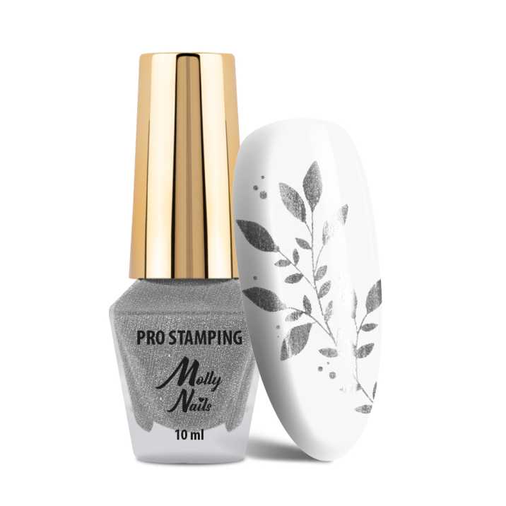 Lakier do stempli i stampingu Molly Nails PRO Stamping srebrny silver 10ml