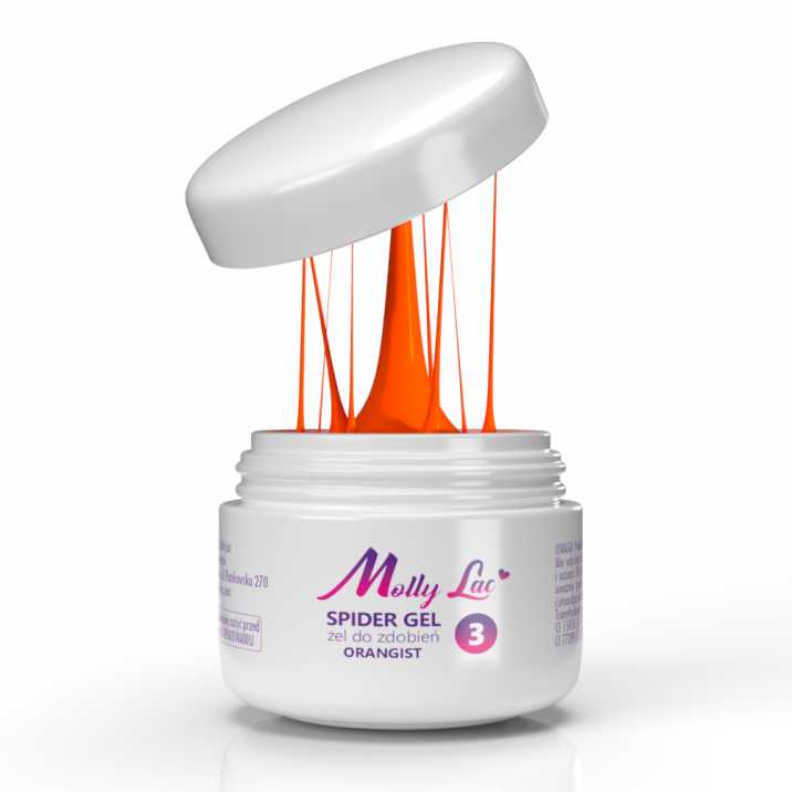 Żel do zdobień Spider Gel MollyLac 3ml Neonowy Orangist Nr 3