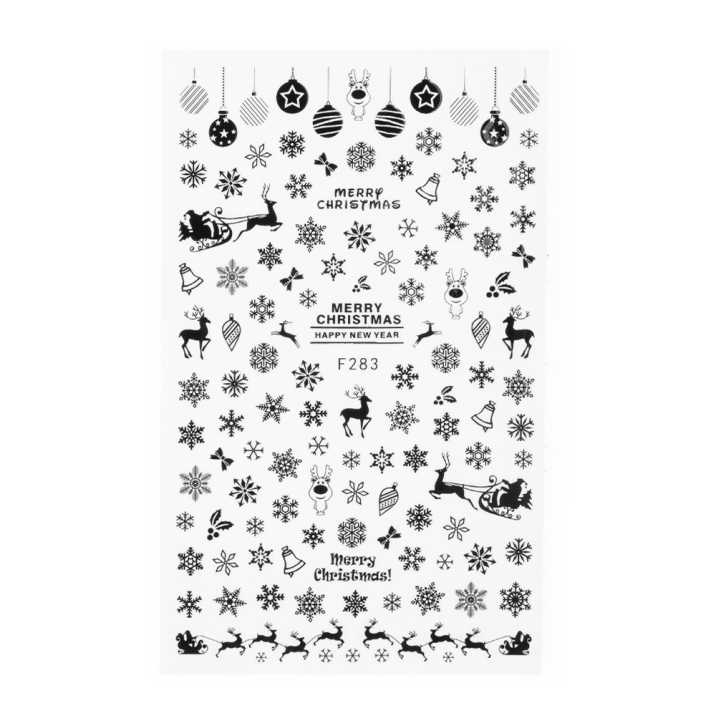 Naklejki do paznokci cienkie samoprzylepne świąteczne F283 czarne