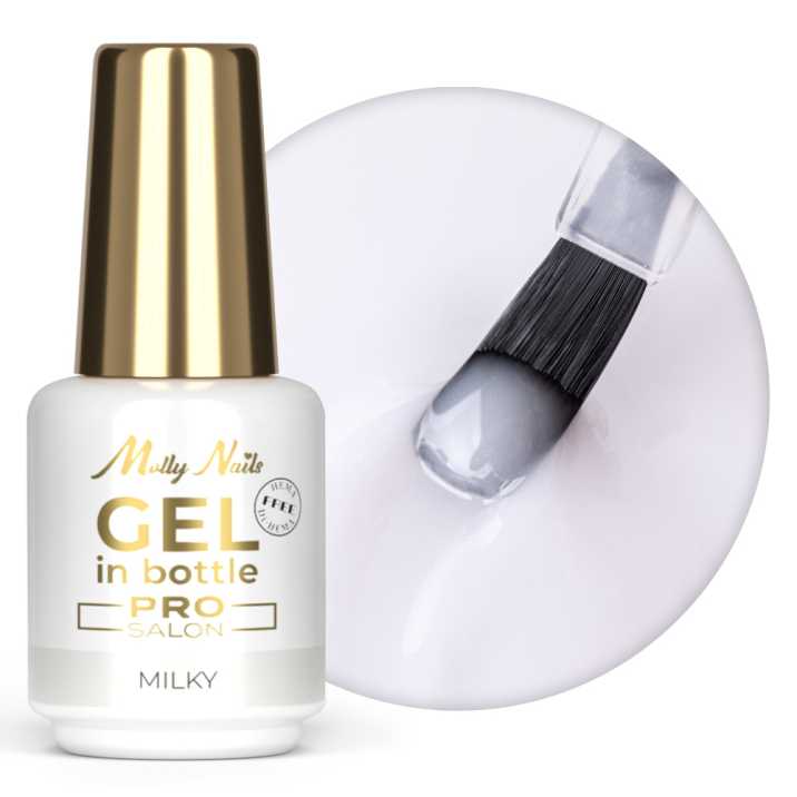 Żel budujący w butelce z pędzelkiem Gel in Bottle Molly Nails Pro Salon Milky HEMA/Di-HEMA Free 15g