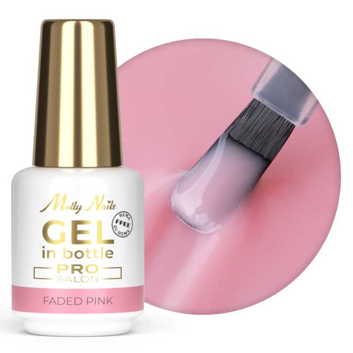 Żel do paznokci w butelce z pędzelkiem Gel in Bottle Molly Nails Pro Salon Faded Pink HEMA/Di-HEMA Free 15g