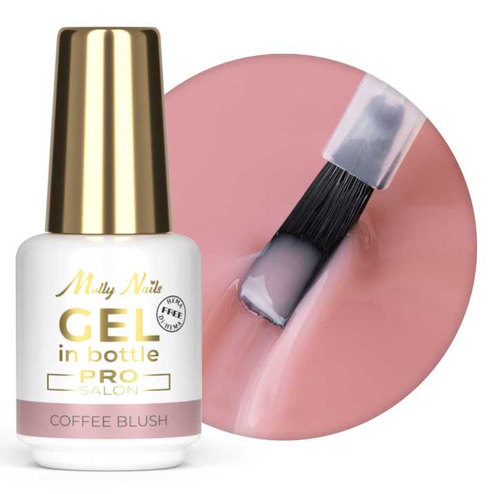 Żel do paznokci w butelce z pędzelkiem Gel in Bottle Molly Nails Pro Salon Coffee Blush HEMA/Di-HEMA Free 15g