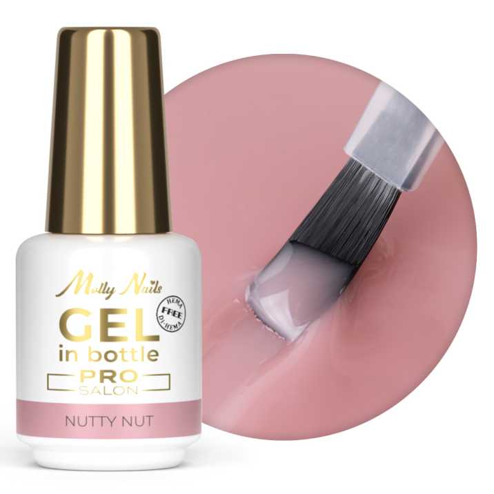 Żel do paznokci w butelce z pędzelkiem Gel in Bottle Molly Nails Pro Salon Nutty Nut HEMA/Di-HEMA Free 15g