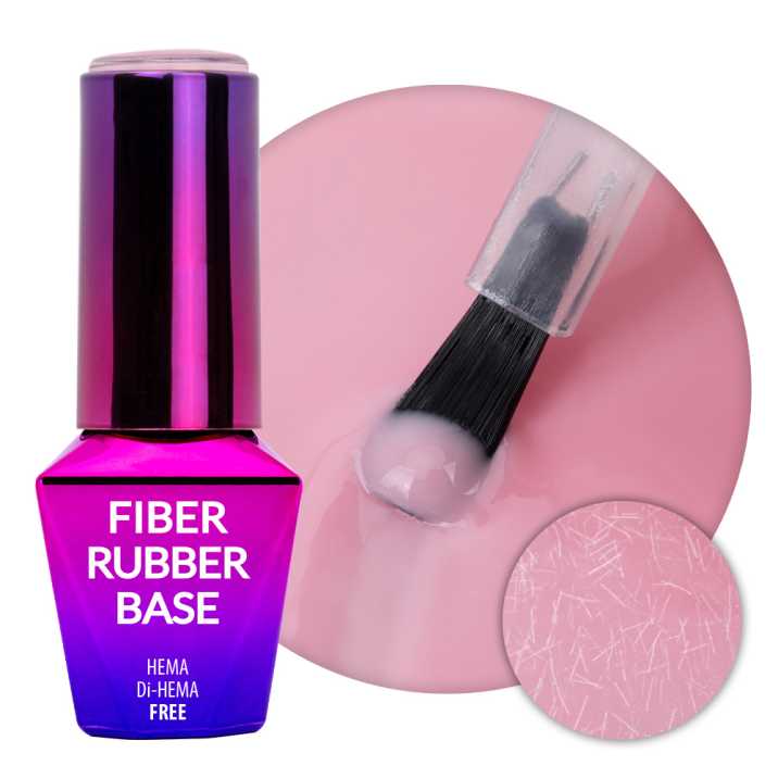 Baza kauczukowa z włóknami do manicure i pedicure 2w1 Fiber Rubber Base MollyLac Faded Pink HEMA/Di-HEMA Free 10g