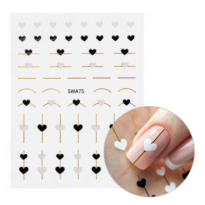 Naklejki do paznokci samoprzylepne serduszka SWA75