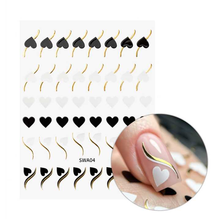Naklejki do paznokci samoprzylepne serduszka SWA04