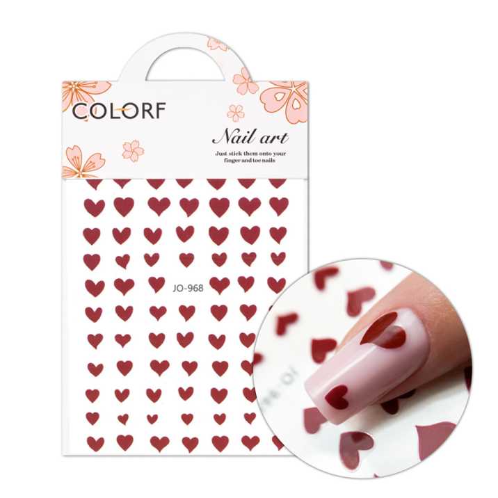 Naklejki do paznokci cienkie samoprzylepne serca JO-968
