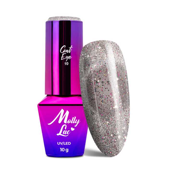 Magnetyczny lakier hybrydowy z efektem kociego oka Cat Eye Foxy Eyes Multicolor Chrom MollyLac 10g Nr 558