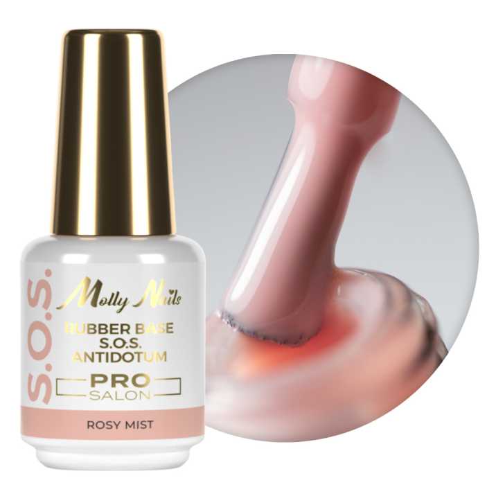 Baza kauczukowa elastyczne paznokcie manicure pedicure do ozdób S.O.S. Antidotum Pro Salon Molly Nails Rosy Mist 15g