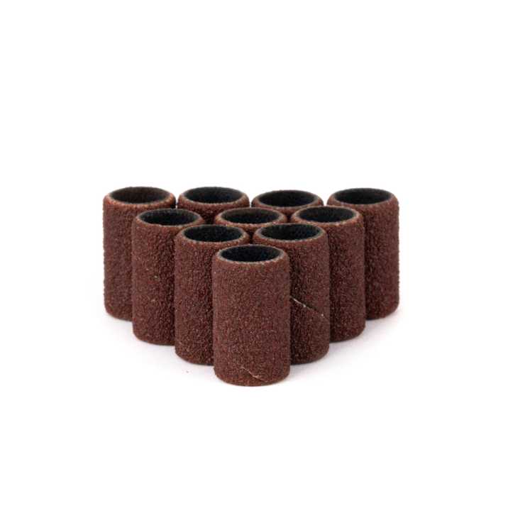 Kapturki do manicure i pedicure mandrele nakładki ścierne cylinder 6mm gradacja 180 AlleMed brązowe 10 szt.