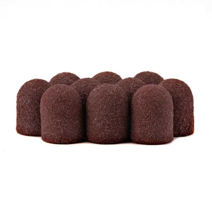 Kapturki ścierne do pedicure z bawełnianym środkiem 13mm gradacja 180 brązowe AlleMed 10 szt